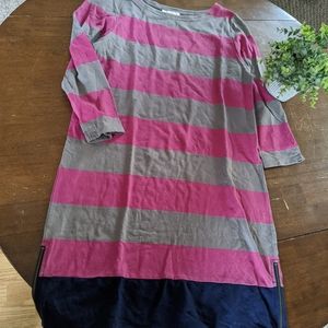 Loft Wide Stripe Color Block Sweatshirt Dress